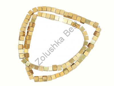 Бусины гематита золото 4 мм, квадратные, натур., 85 шт 