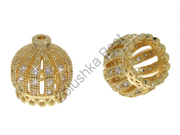 Концевик корона 13×14 мм, позолоченный, золото, 1 шт в Оренбурге