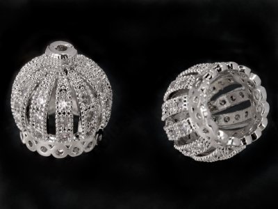 Концевик корона 13×14 мм, родированный, серебро, 1 шт