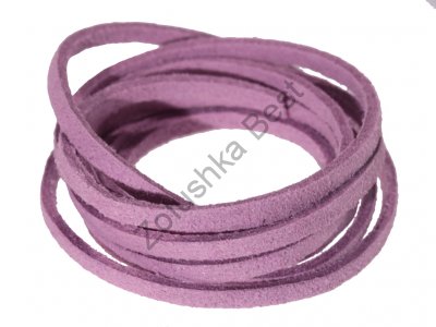 Шнур замшевый фиолетовый, 2.5×1.5 мм, 1 метр