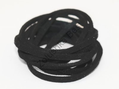 Шнур замшевый черный, 2.5×1.5 мм, 1 метр
