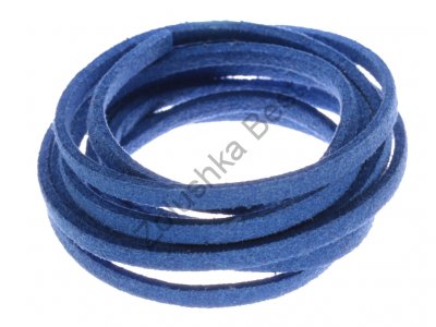Шнур замшевый синий, 2.5×1.5 мм, 1 метр